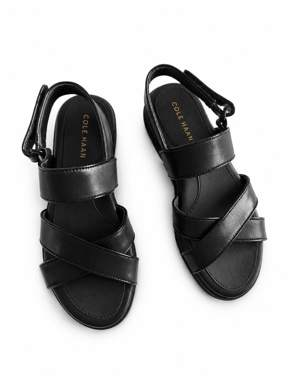 Cole Haan Black Leather Strappy Slingback Sandal - Picture 2 of 4